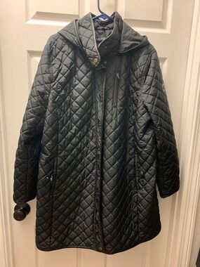 Lauren Ralph Lauren Black Diamond-Quilted Hooded Puffer Coat